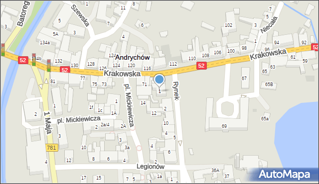Andrychów, Rynek, 1, mapa Andrychów