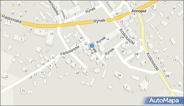 Annopol, Rynek, 38, mapa Annopol