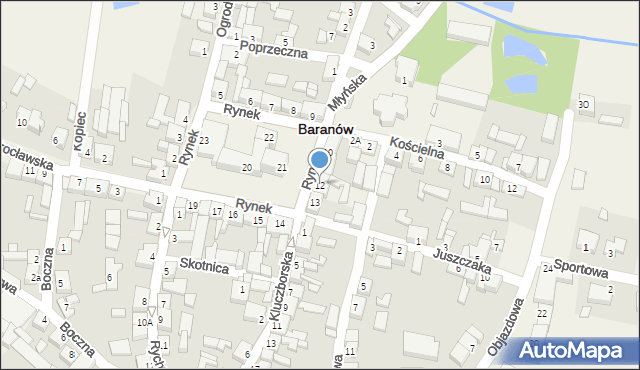 Baranów, Rynek, 12, mapa Baranów