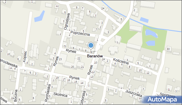 Baranów, Rynek, 9, mapa Baranów