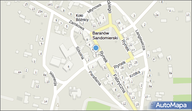 Baranów Sandomierski, Rynek, 1, mapa Baranów Sandomierski