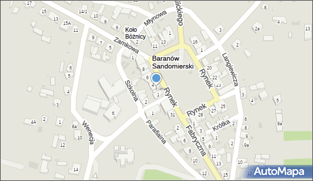 Baranów Sandomierski, Rynek, 2, mapa Baranów Sandomierski