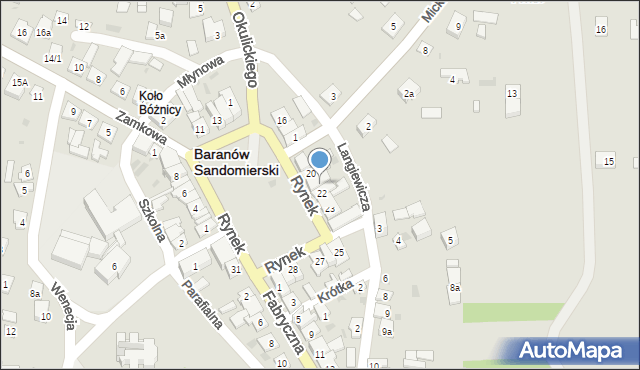 Baranów Sandomierski, Rynek, 21, mapa Baranów Sandomierski