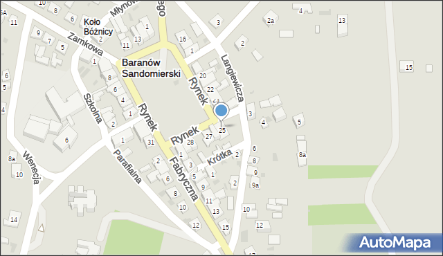 Baranów Sandomierski, Rynek, 25, mapa Baranów Sandomierski
