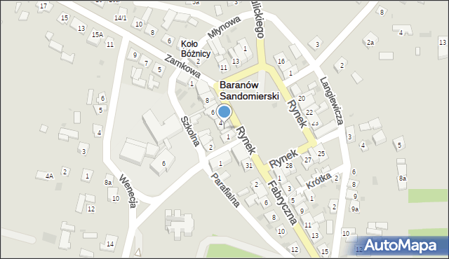 Baranów Sandomierski, Rynek, 3, mapa Baranów Sandomierski