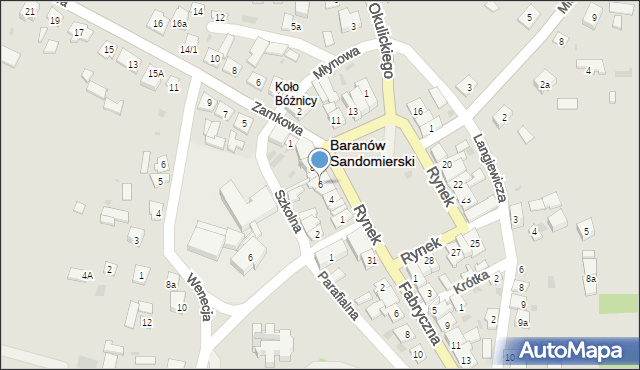 Baranów Sandomierski, Rynek, 6, mapa Baranów Sandomierski