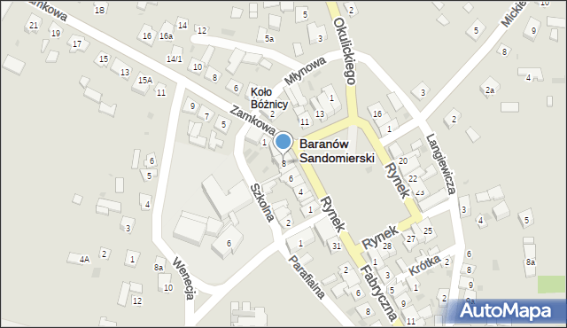 Baranów Sandomierski, Rynek, 8, mapa Baranów Sandomierski