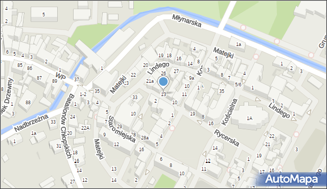 Białogard, Rycerska, 13, mapa Białogard