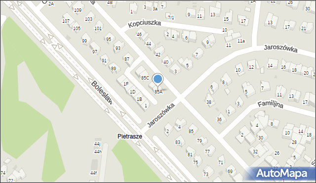 Białystok, Rycerska, 85A, mapa Białegostoku