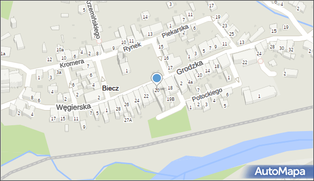 Biecz, Rynek, 20, mapa Biecz