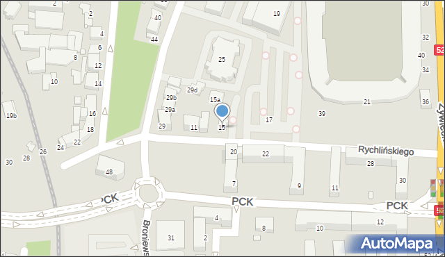 Bielsko-Biała, Rychlińskiego Tadeusza, 15, mapa Bielsko-Białej