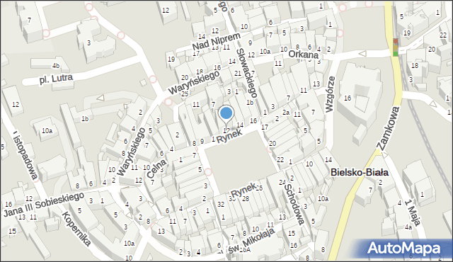 Bielsko-Biała, Rynek, 12, mapa Bielsko-Białej