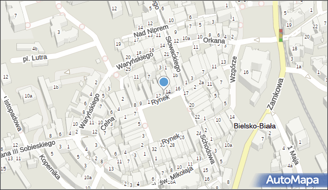 Bielsko-Biała, Rynek, 13, mapa Bielsko-Białej