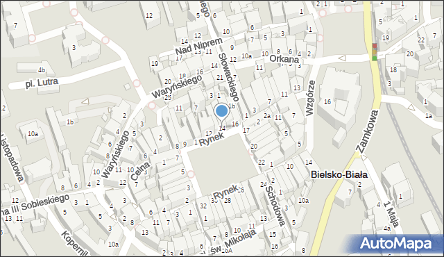 Bielsko-Biała, Rynek, 14, mapa Bielsko-Białej