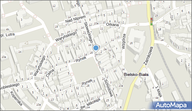 Bielsko-Biała, Rynek, 17, mapa Bielsko-Białej