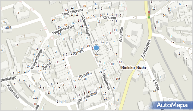 Bielsko-Biała, Rynek, 20, mapa Bielsko-Białej