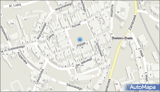 Bielsko-Biała, Rynek, 29, mapa Bielsko-Białej