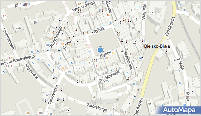 Bielsko-Biała, Rynek, 30, mapa Bielsko-Białej