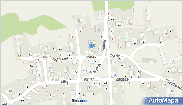 Biskupice, Rynek, 3, mapa Biskupice