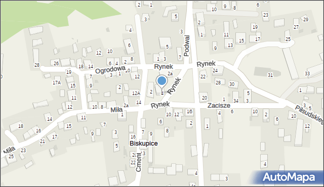 Biskupice, Rynek, 4, mapa Biskupice