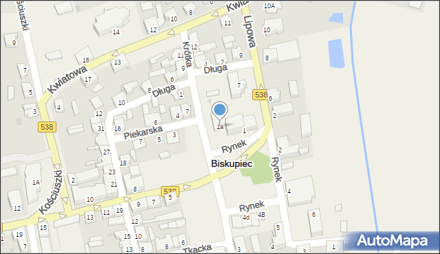 Biskupiec, Rynek, 1a, mapa Biskupiec