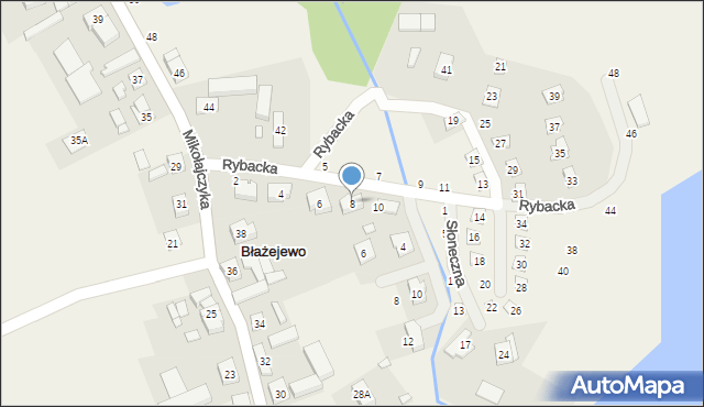 Błażejewo, Rybacka, 8, mapa Błażejewo