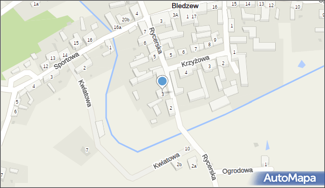 Bledzew, Rycerska, 3, mapa Bledzew