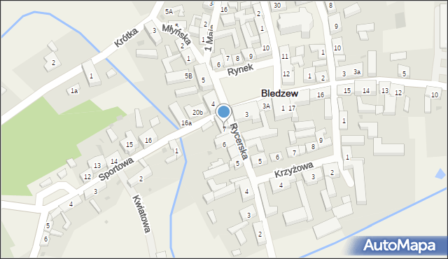 Bledzew, Rycerska, 7, mapa Bledzew