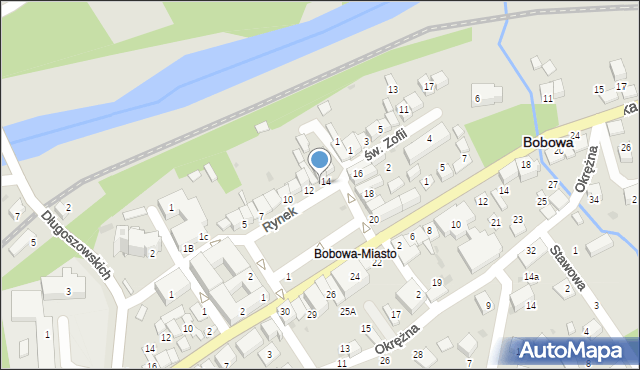 Bobowa, Rynek, 14a, mapa Bobowa