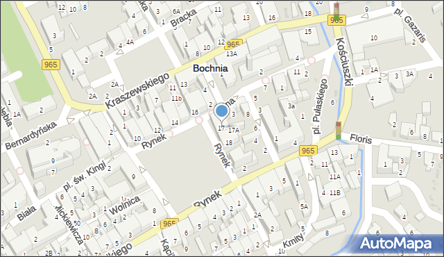 Bochnia, Rynek, 17, mapa Bochni