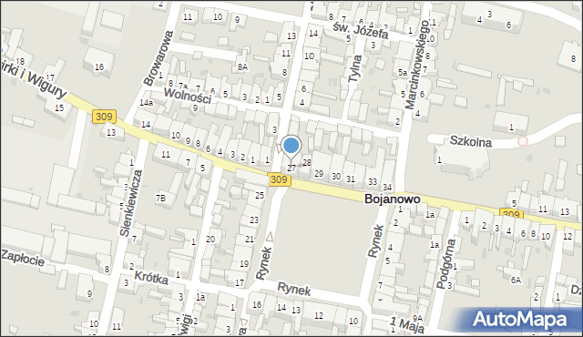 Bojanowo, Rynek, 27, mapa Bojanowo