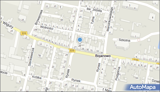 Bojanowo, Rynek, 28B, mapa Bojanowo