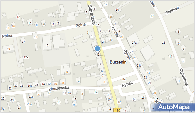 Burzenin, Rynek, 3, mapa Burzenin