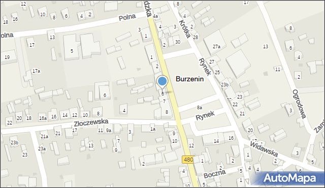 Burzenin, Rynek, 6, mapa Burzenin