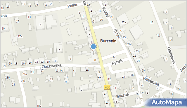 Burzenin, Rynek, 7, mapa Burzenin