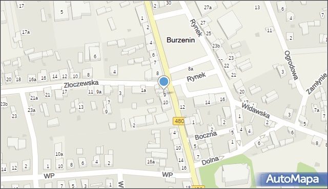 Burzenin, Rynek, 9, mapa Burzenin