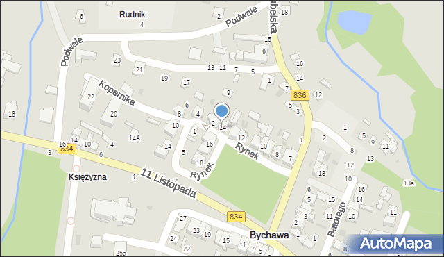 Bychawa, Rynek, 14, mapa Bychawa