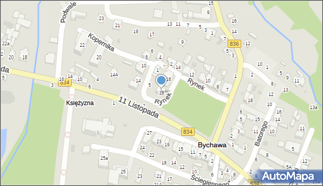 Bychawa, Rynek, 18, mapa Bychawa