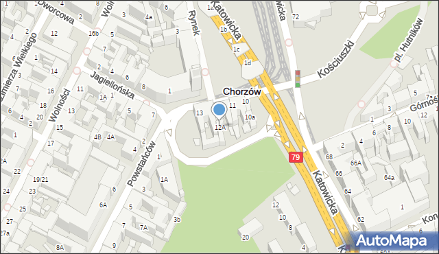 Chorzów, Rynek, 12A, mapa Chorzów