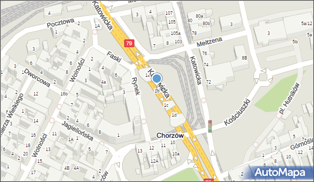 Chorzów, Rynek, 1b, mapa Chorzów