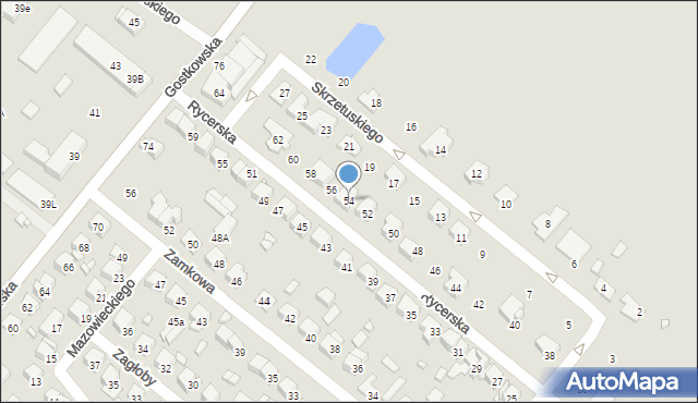 Ciechanów, Rycerska, 54, mapa Ciechanów