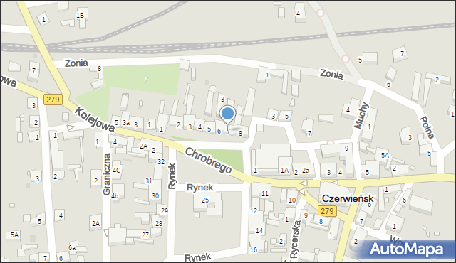 Czerwieńsk, Rynek, 7, mapa Czerwieńsk