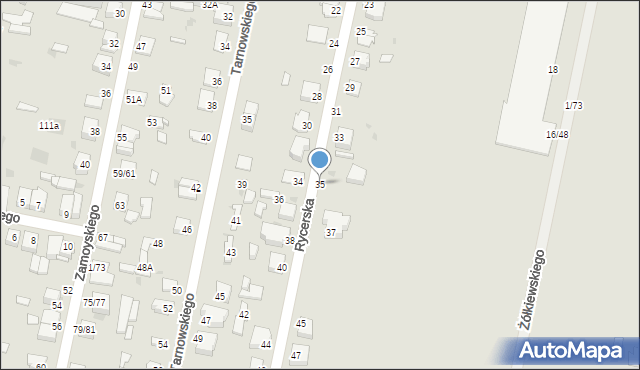 Częstochowa, Rycerska, 35, mapa Częstochowy