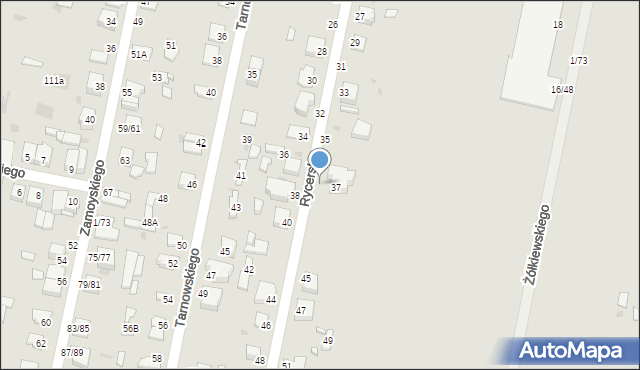 Częstochowa, Rycerska, 37/43, mapa Częstochowy