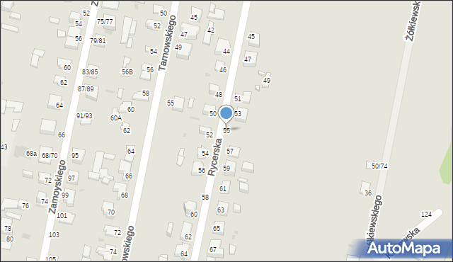 Częstochowa, Rycerska, 55, mapa Częstochowy