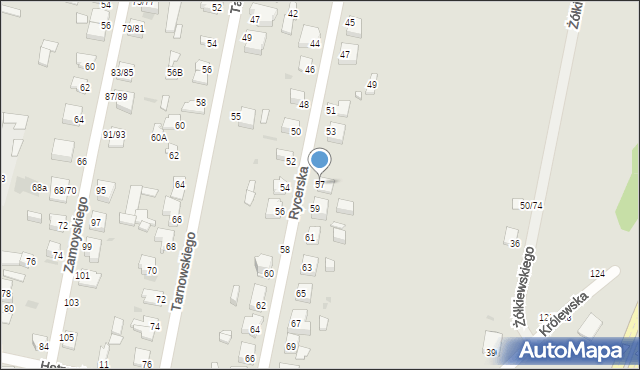 Częstochowa, Rycerska, 57, mapa Częstochowy