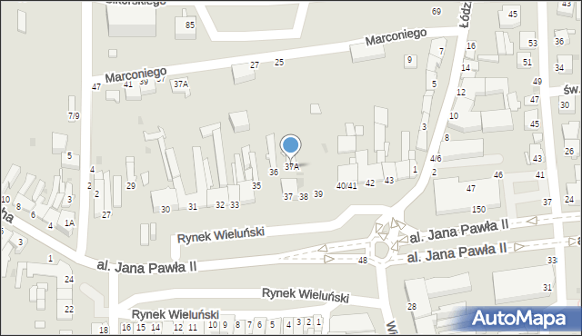 Częstochowa, Rynek Wieluński, 37A, mapa Częstochowy