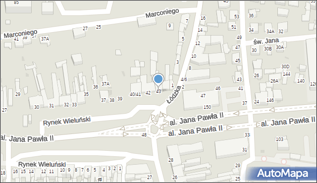 Częstochowa, Rynek Wieluński, 43, mapa Częstochowy