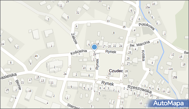 Czudec, Rynek, 14, mapa Czudec