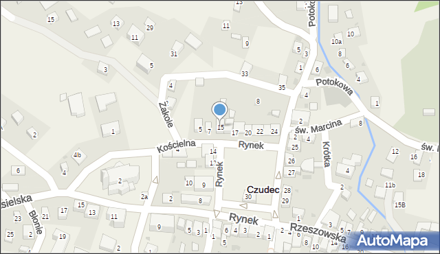 Czudec, Rynek, 15, mapa Czudec